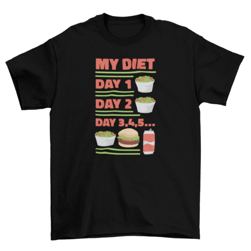 Funny diet day routine t-shirt