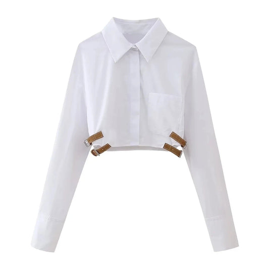 Belted Crop White Shirt
